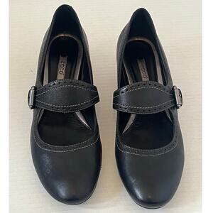 Women's ECCO Black Mary Jane Kitten Dress Heel Shoe Size 40